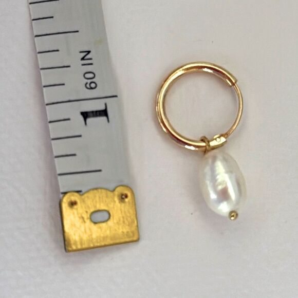 Camille Gold Tone Hoop Earrings with Cultured Baroque Pearls – 1” Drop - Picture 8 of 8